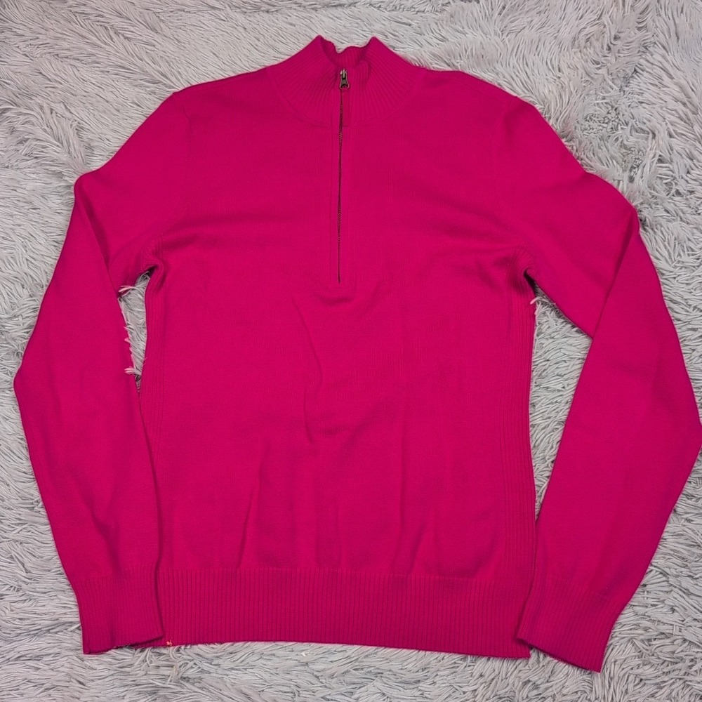 Foxcroft Sweatshirt Womens S Pink‎ Half Zip Soft Comfort Outdoors Preppy Casual